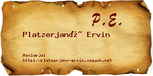 Platzerjanó Ervin névjegykártya